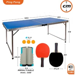 Mesa De Ping Pong Plegable (Mini) Y Mesa De Camping – Exterior E Interior – 120x60x70 – Incluye Raquetas Y Pelotas (OCASIÓN) -Deves Sport Tienda 4730 4 1