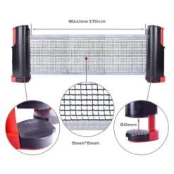 Set Poste Red De Ping Pong Retráctical Ajustable Negro/Rojo 2 Palas Y 3 Pelotas -Deves Sport Tienda 4778 2